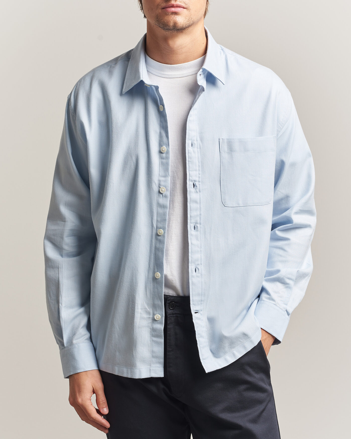 Heren | Overhemden | NN07 | Deon Brushed Light Flannel Shirt Sky Mist