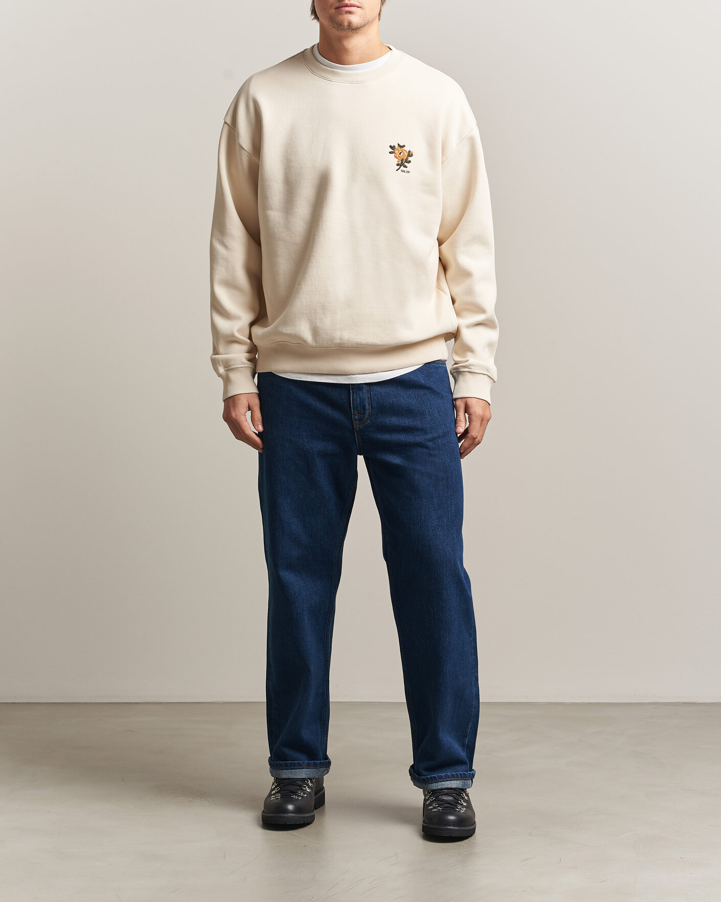 Heren | Truien | NN07 | David Embroidered Sweatshirt Ivory
