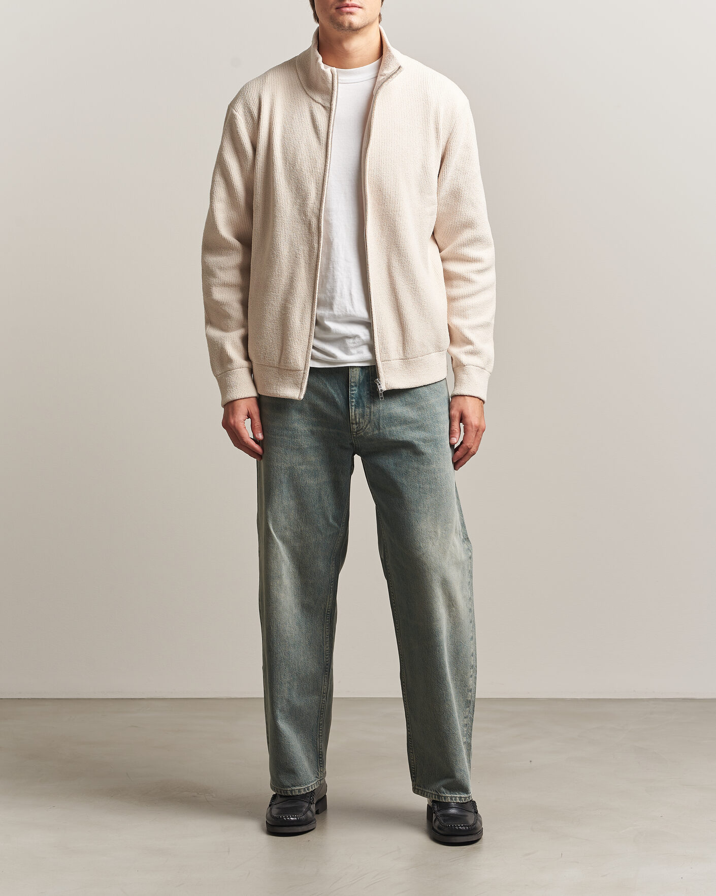 Heren | Truien | NN07 | Danny Rib Knitted Full Zip Ivory