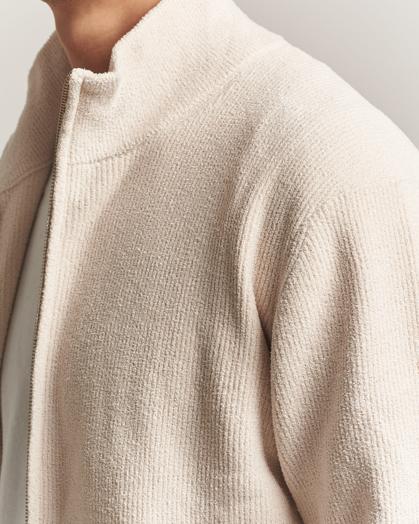 Heren | Truien | NN07 | Danny Rib Knitted Full Zip Ivory