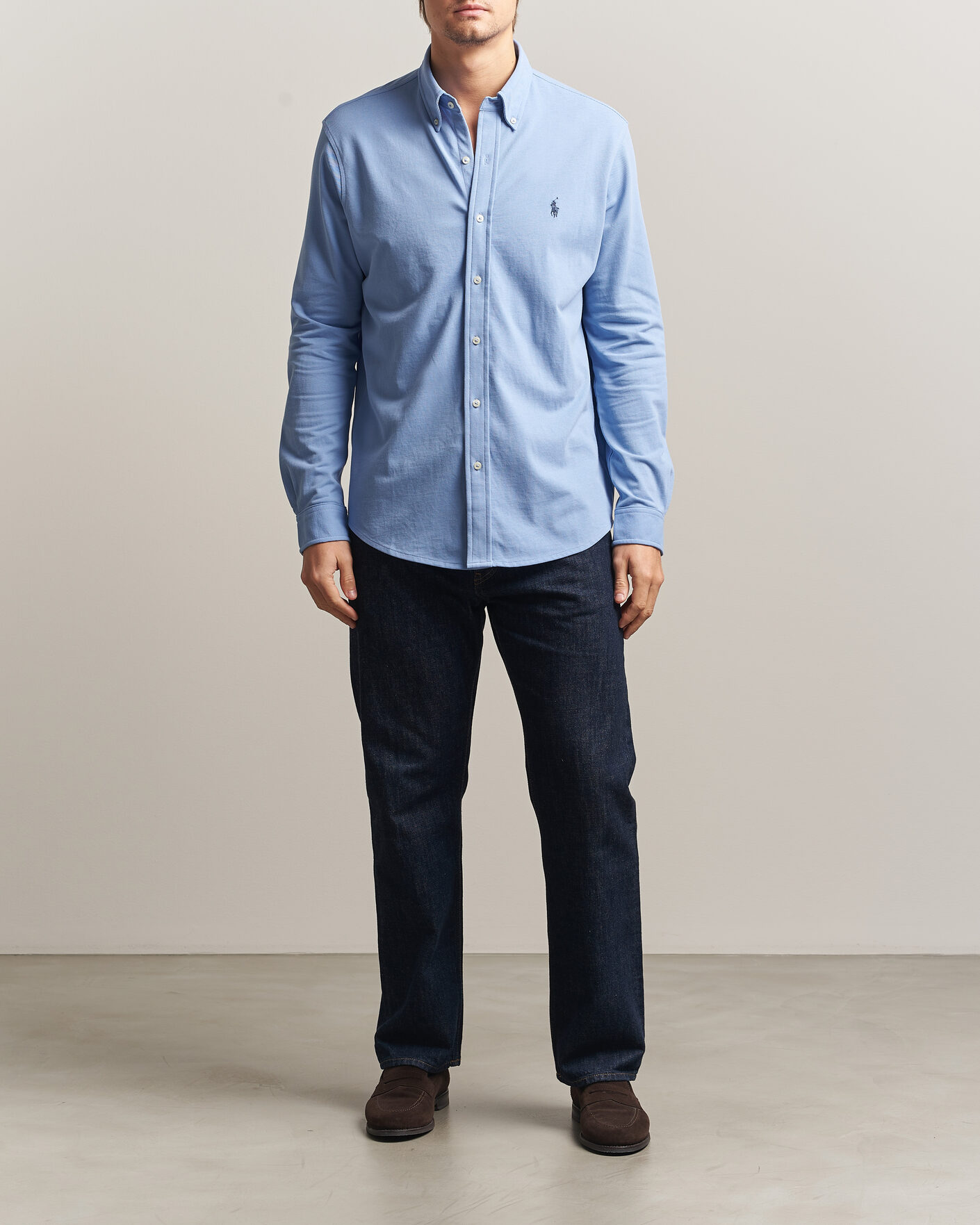Heren | Polo's | Polo Ralph Lauren | Featherweight Mesh Shirt Dress Shirt Blue