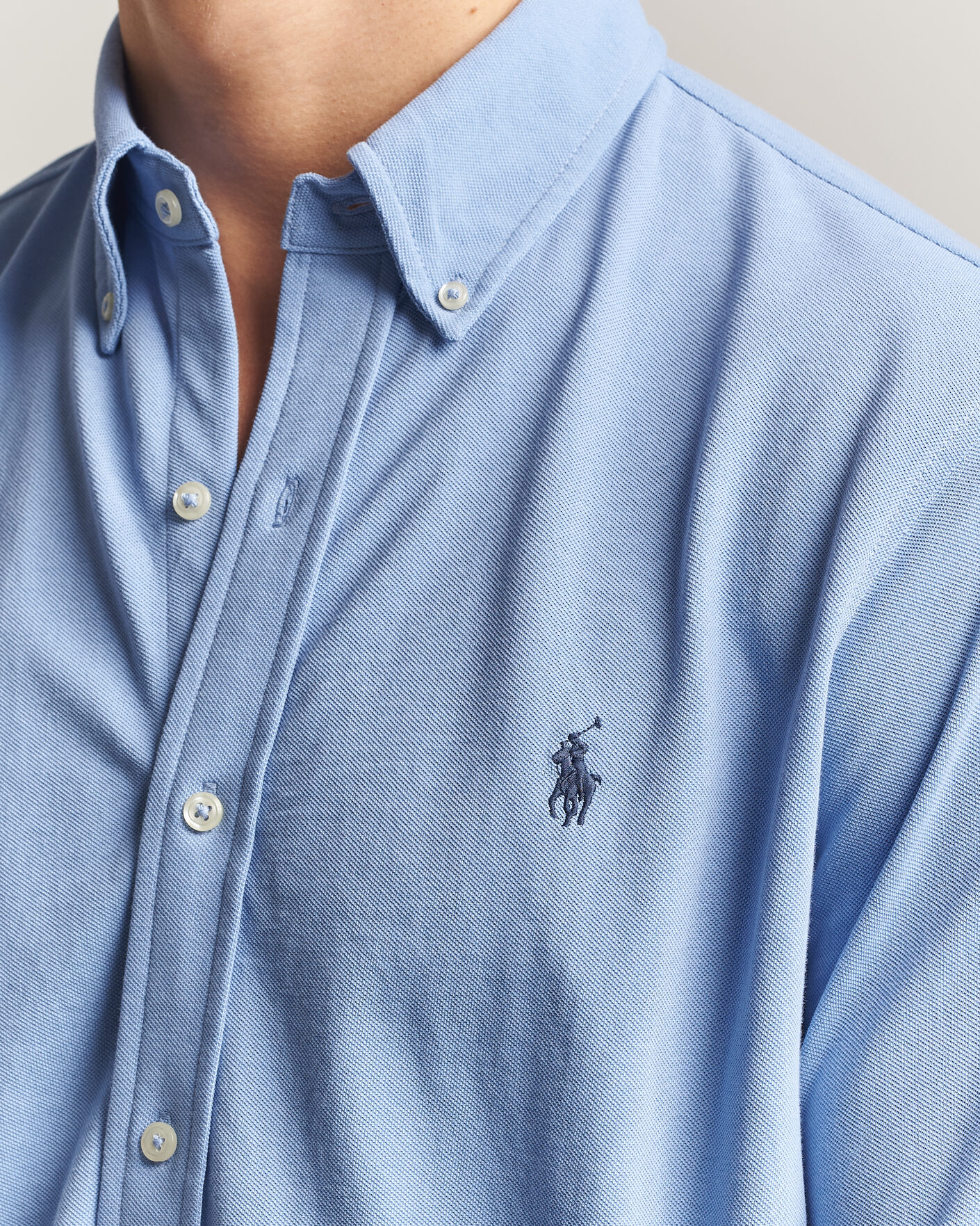Heren | Polo's | Polo Ralph Lauren | Featherweight Mesh Shirt Dress Shirt Blue