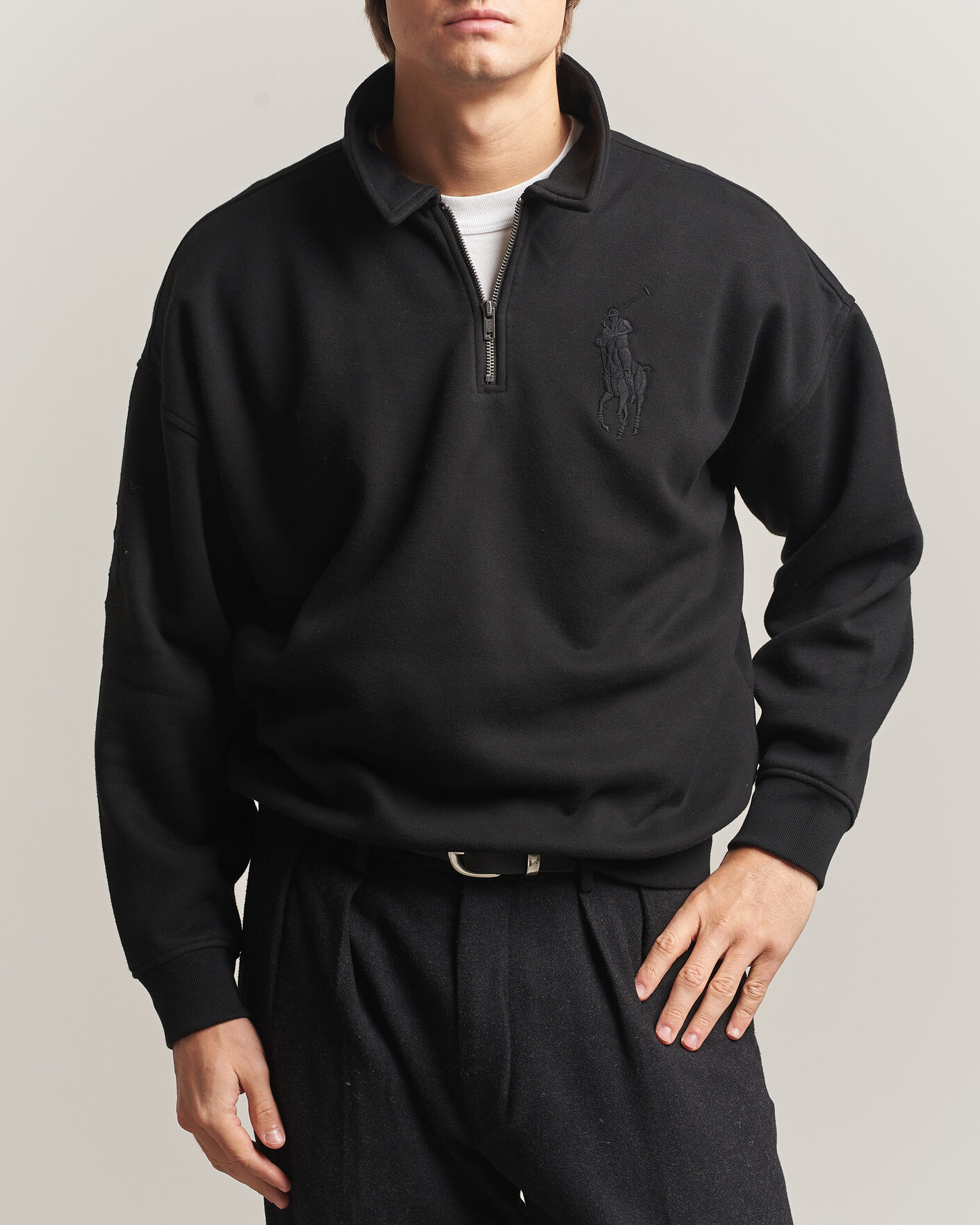 Heren | Truien | Polo Ralph Lauren | Heavy Weight Half Zip Fleece Polo Black