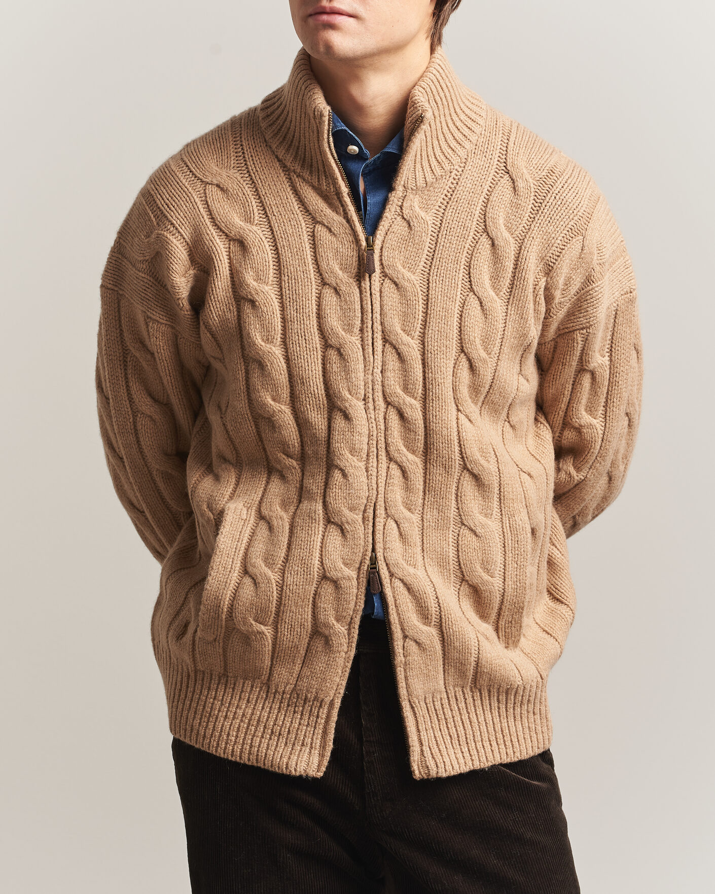 Homme | Pulls Et Tricots | Polo Ralph Lauren | Wool/Alpaca Cable Full-Zip Camel Melange