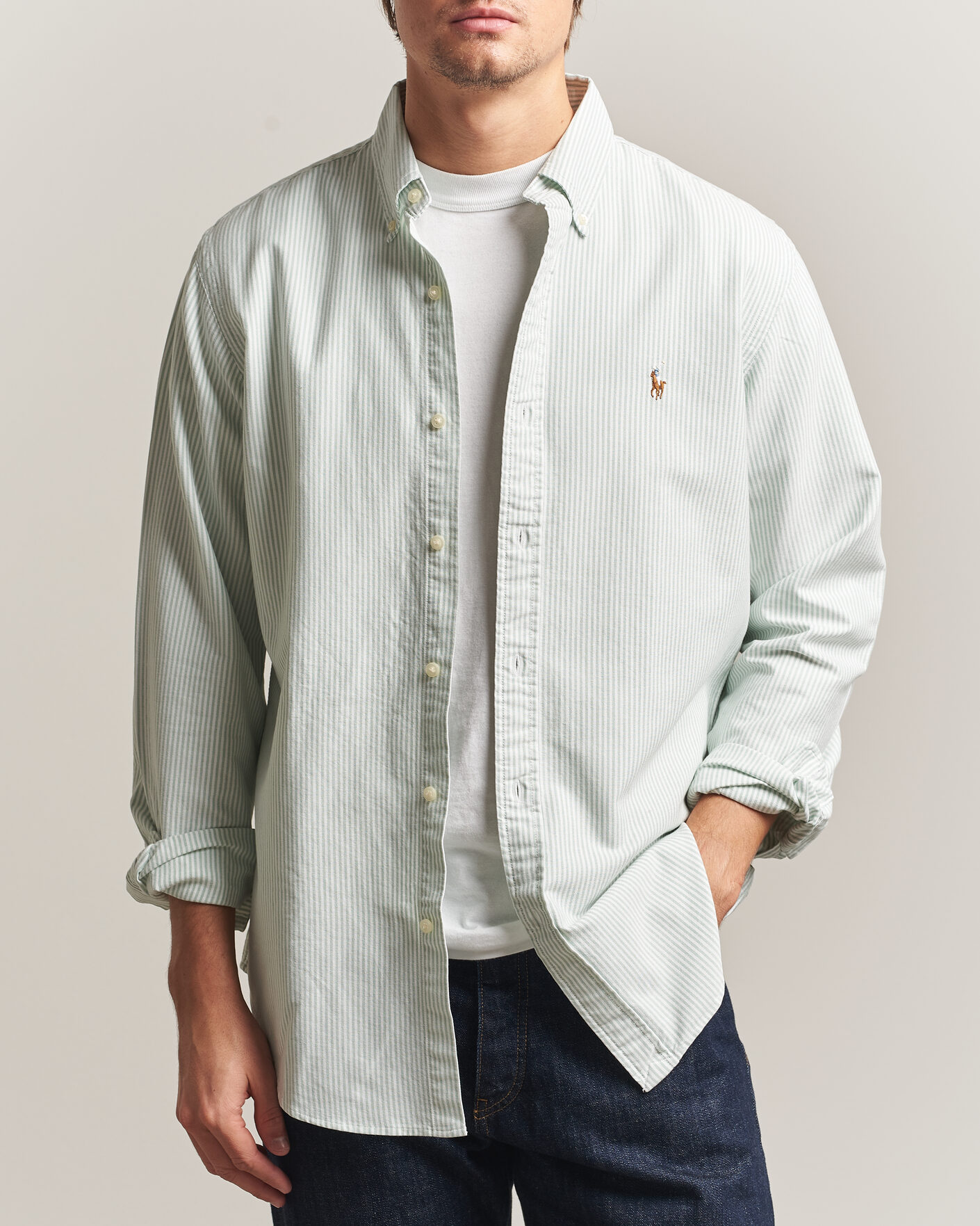 Homme | Chemises | Polo Ralph Lauren | Custom Slim Fit Oxford Shirt Pistachio/White