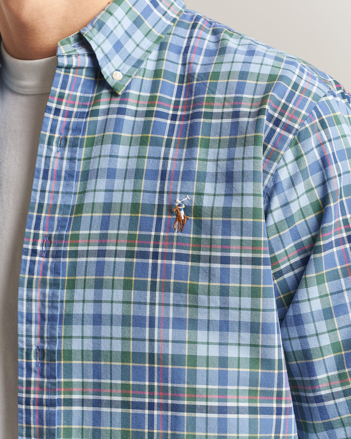 Heren | Overhemden | Polo Ralph Lauren | Custom Slim Fit Check Oxford Shirt Blue Dusty/Green