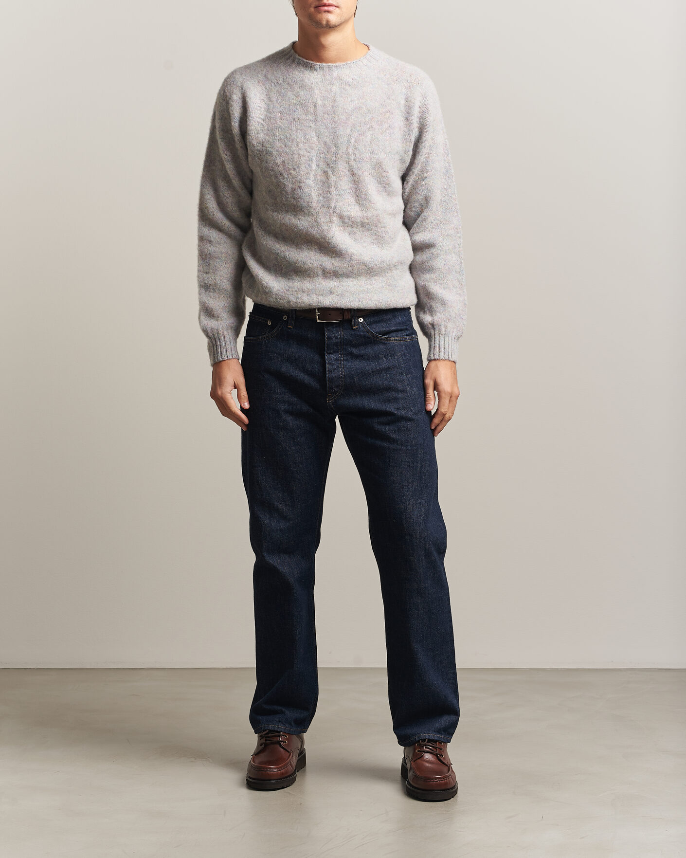 Homme | Pulls Et Tricots | Harley Of Scotland | Brushed Supersoft Lambswool Crewneck Aurora