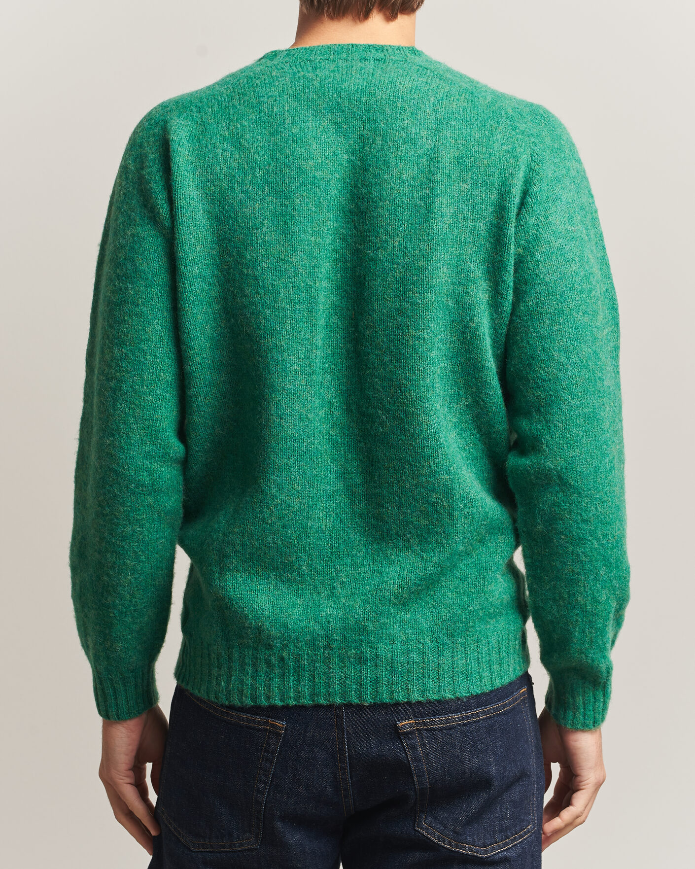 Homme | Pulls Et Tricots | Harley Of Scotland | Brushed Supersoft Lambswool Crewneck Evergreen