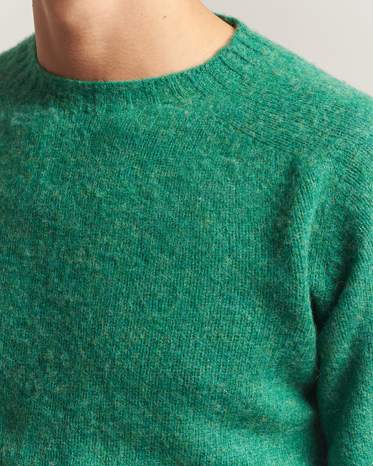 Homme | Pulls Et Tricots | Harley Of Scotland | Brushed Supersoft Lambswool Crewneck Evergreen