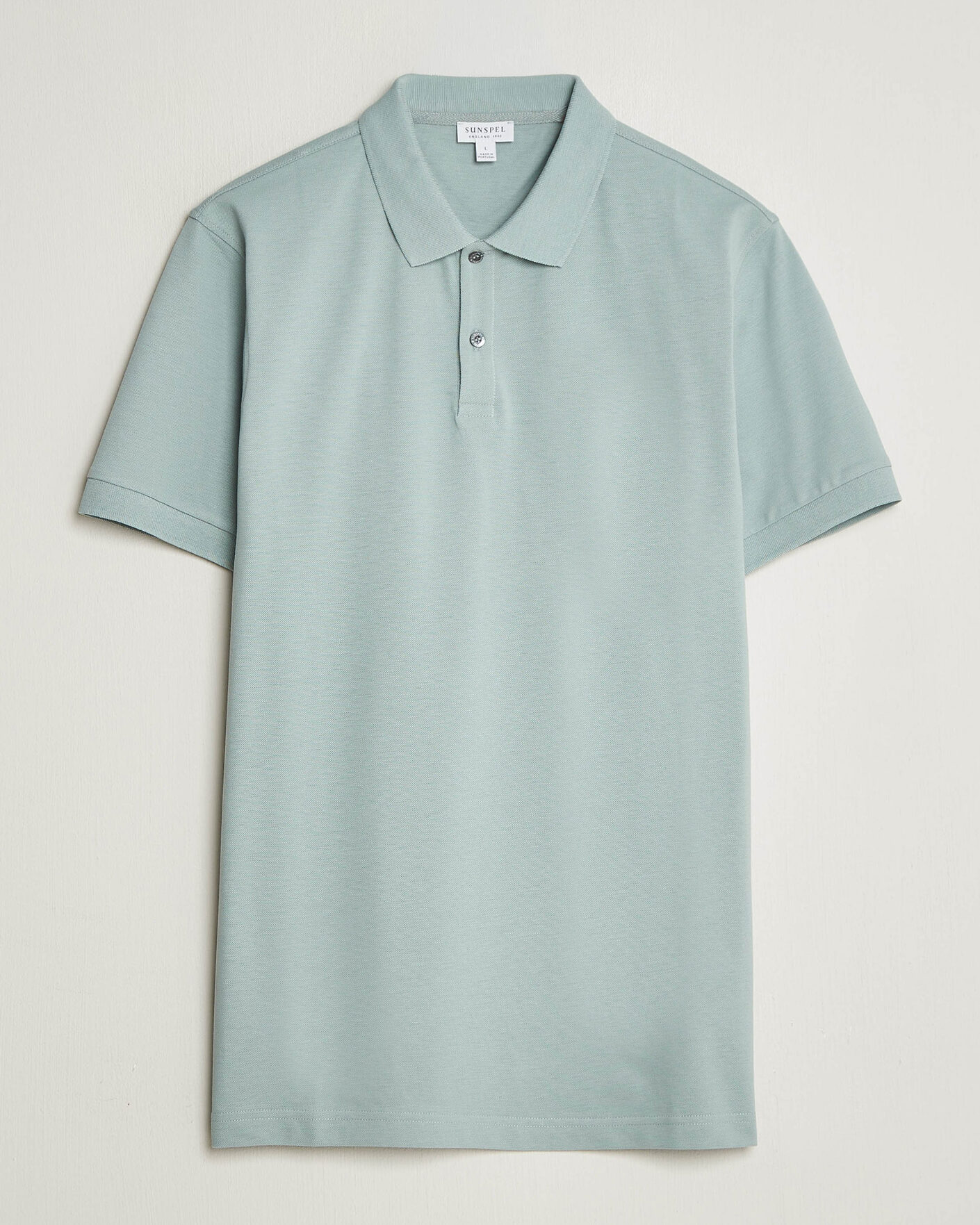 Homme | Polos | Sunspel | Short Sleeve Pique Polo Light Green