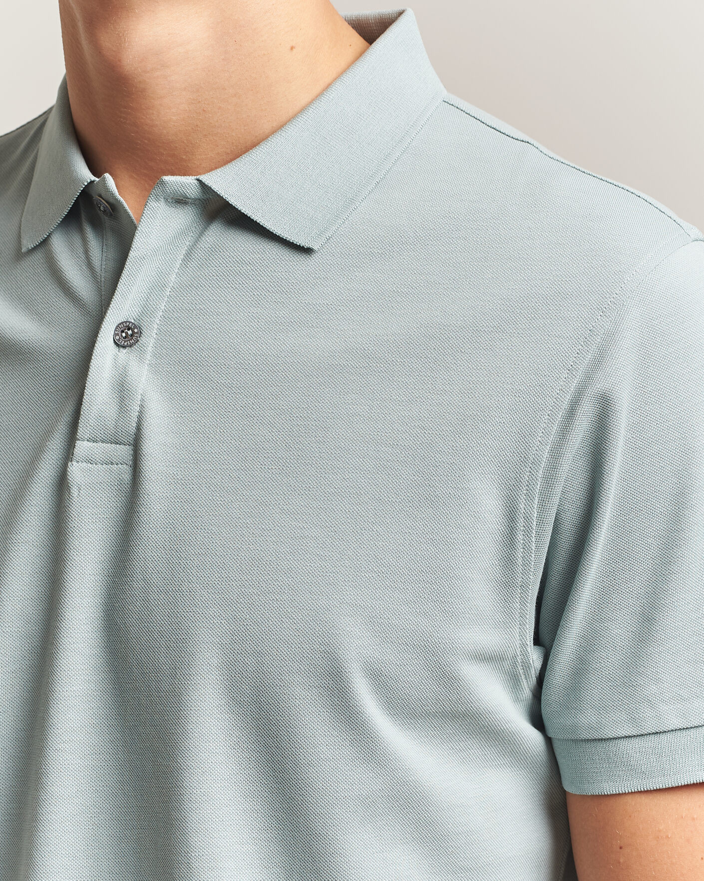 Homme | Polos | Sunspel | Short Sleeve Pique Polo Light Green
