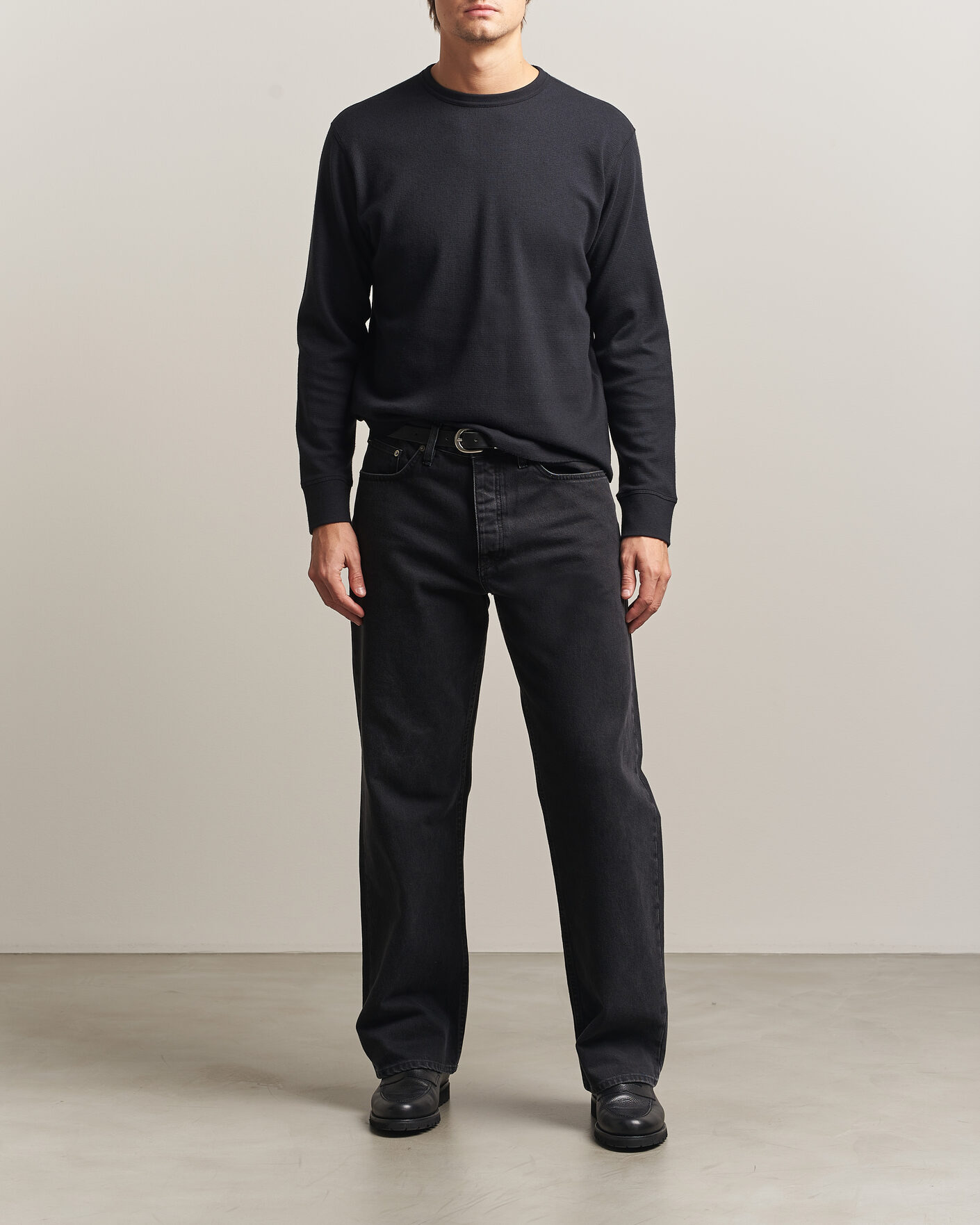 Homme | T-shirts | Sunflower | Wool Waffle Long Sleeve T-Shirt Black