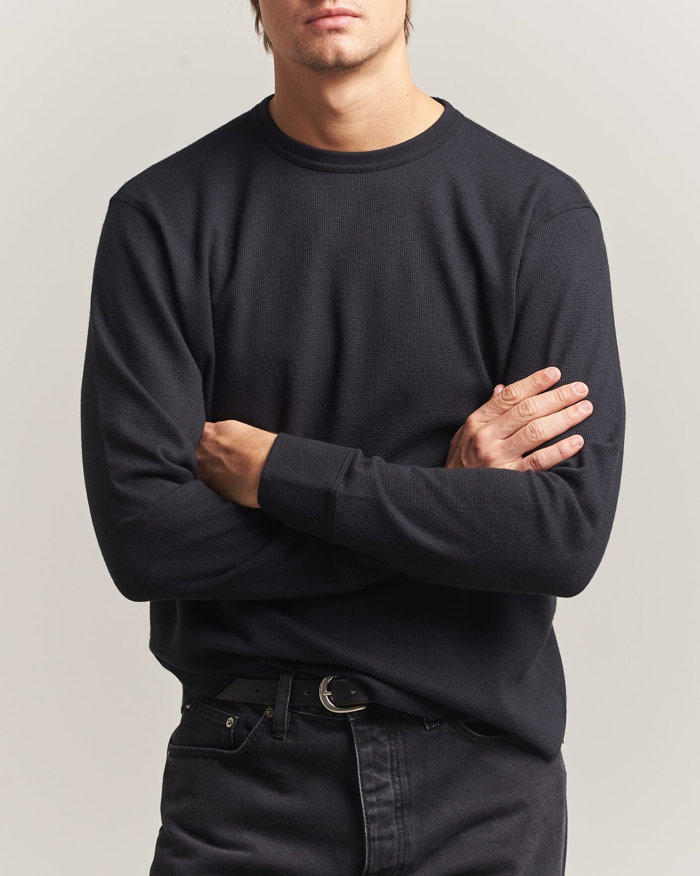 Homme | T-shirts | Sunflower | Wool Waffle Long Sleeve T-Shirt Black