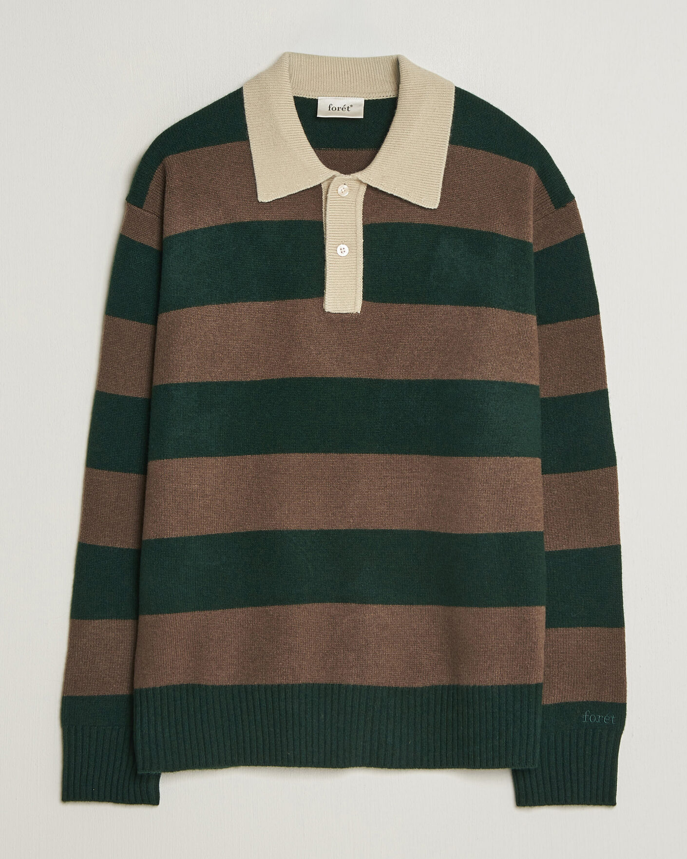 Heren | Truien | Forét | Frost Stripe Knit Polo Deep Green