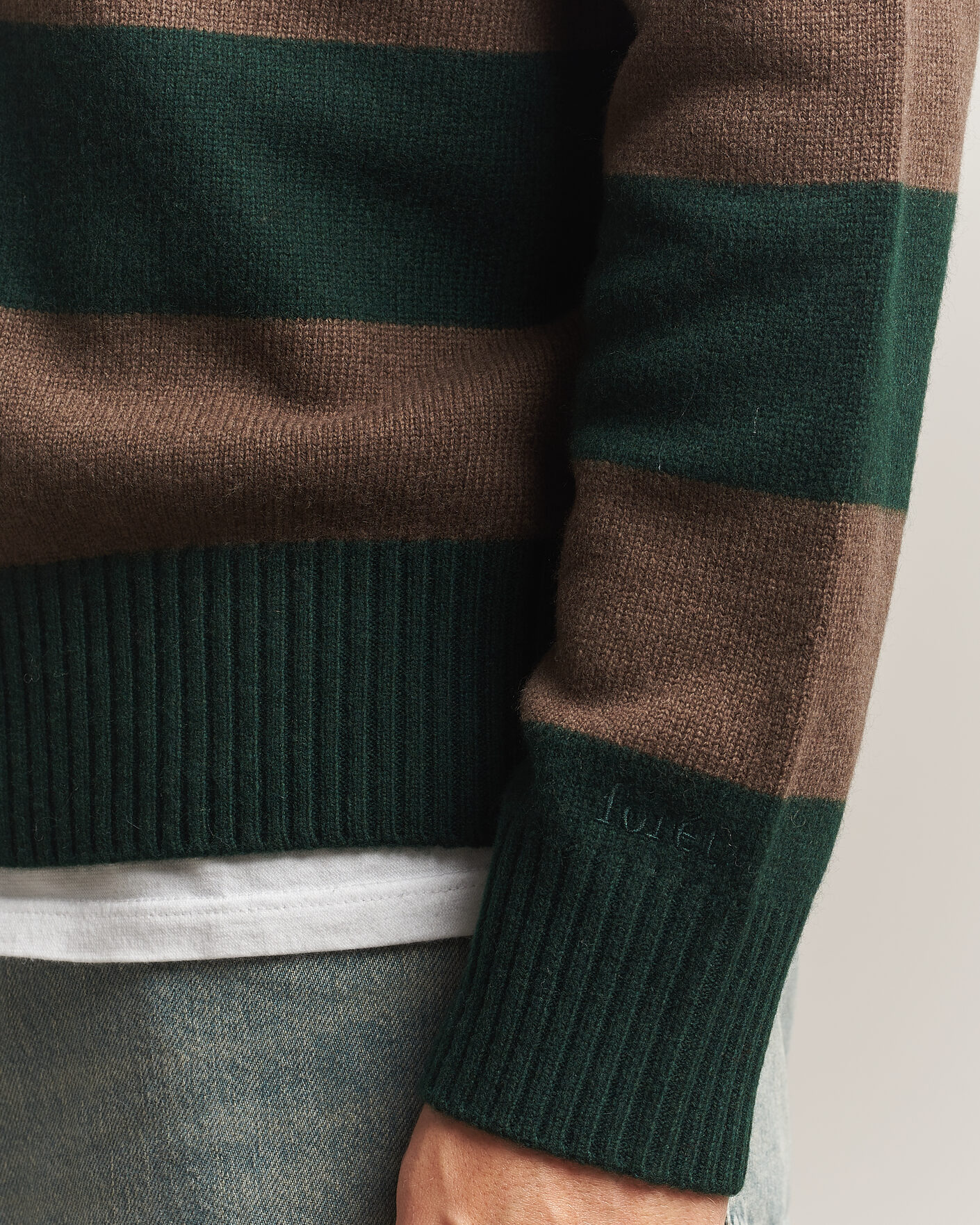 Heren | Truien | Forét | Frost Stripe Knit Polo Deep Green
