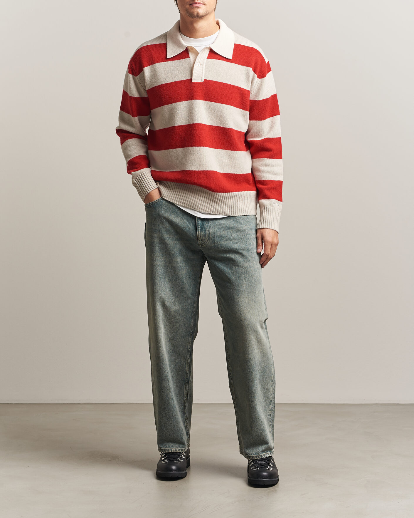 Homme | Pulls Et Tricots | Forét | Frost Stripe Knit Polo Red