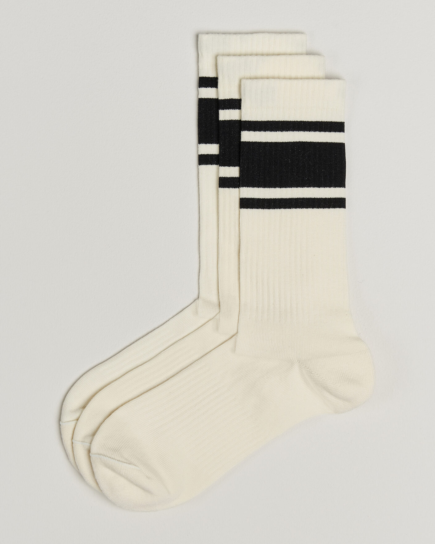 Heren | Ondergoed | Sweyd | 3-Pack Triple Stripe Cotton Socks White/Black