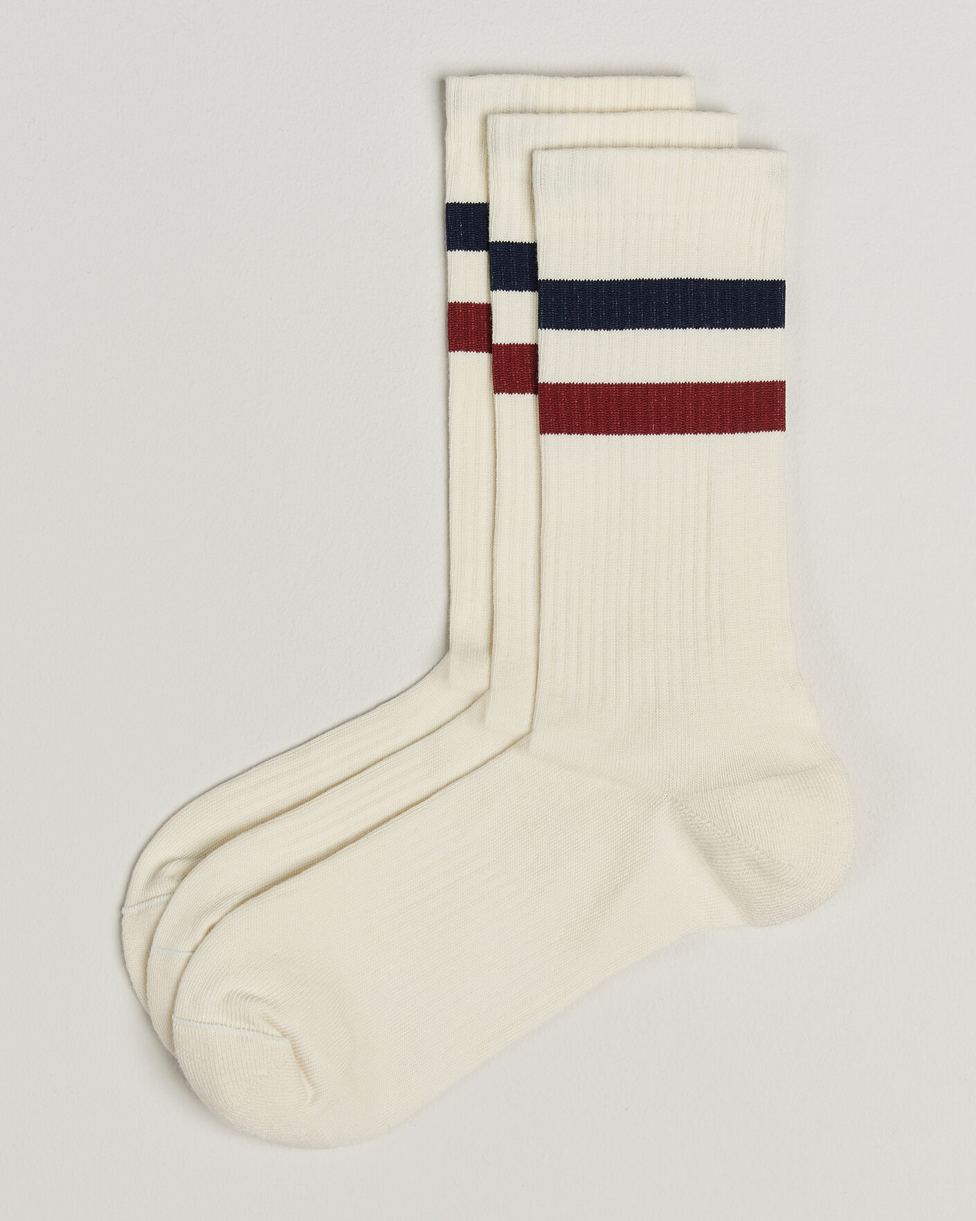 Heren | Ondergoed | Sweyd | 3-Pack Two Stripe Cotton Socks Navy/Red/White