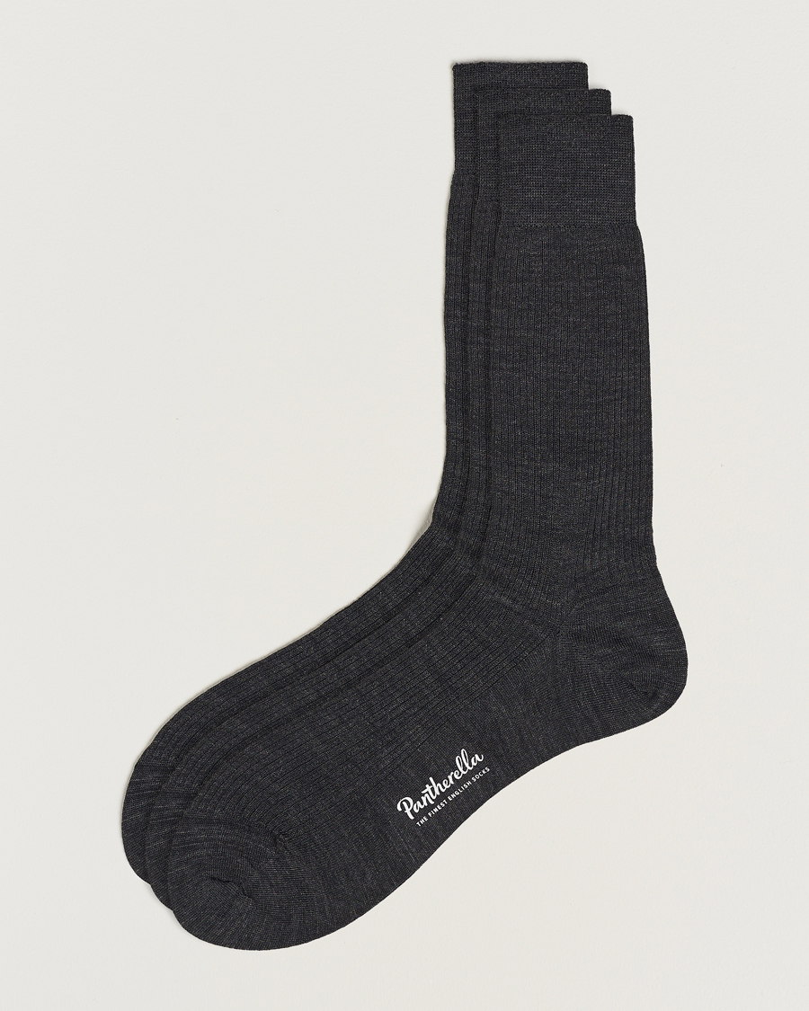 Heren | Ondergoed | Pantherella | 3-Pack Naish Merino/Nylon Sock Charcoal