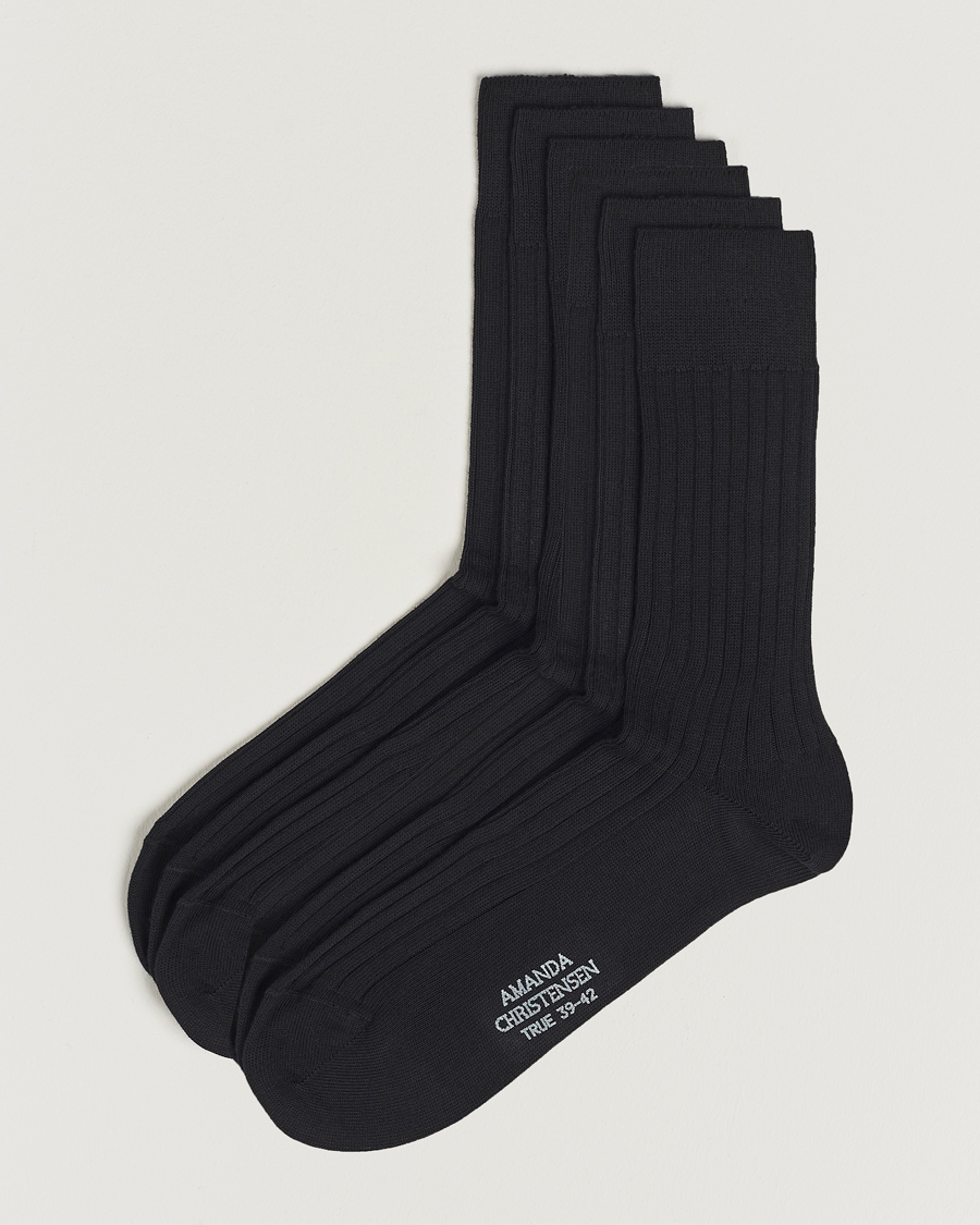 Homme | Sous-Vêtements Et Chaussettes | Amanda Christensen | 6-Pack True Cotton Ribbed Socks Black