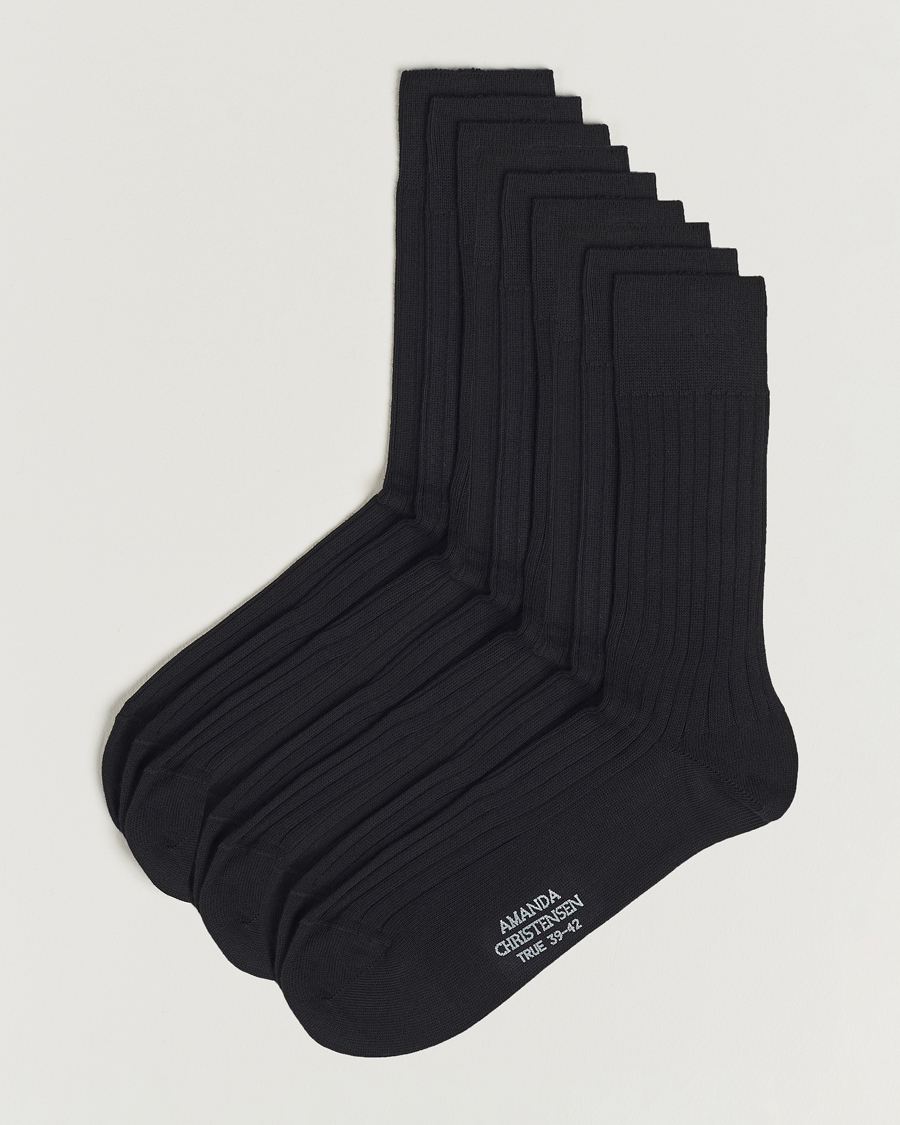 Homme | Sous-Vêtements Et Chaussettes | Amanda Christensen | 9-Pack True Cotton Ribbed Socks Black