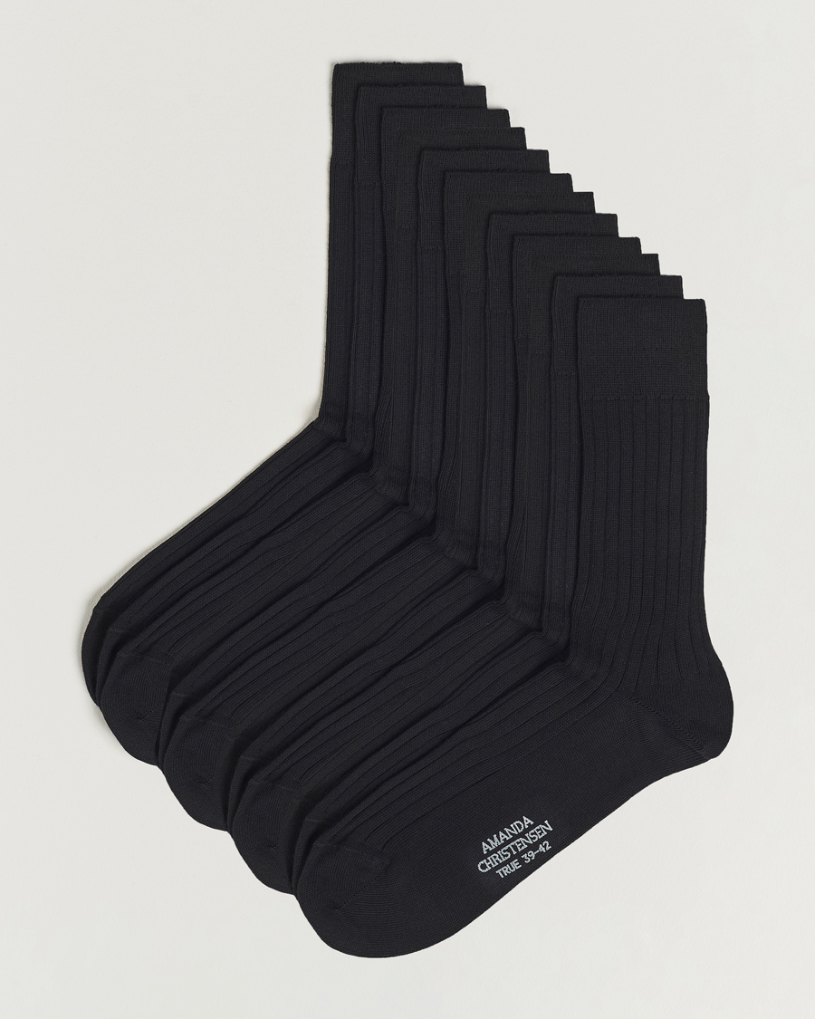 Heren | Ondergoed | Amanda Christensen | 12-Pack True Cotton Ribbed Socks Black