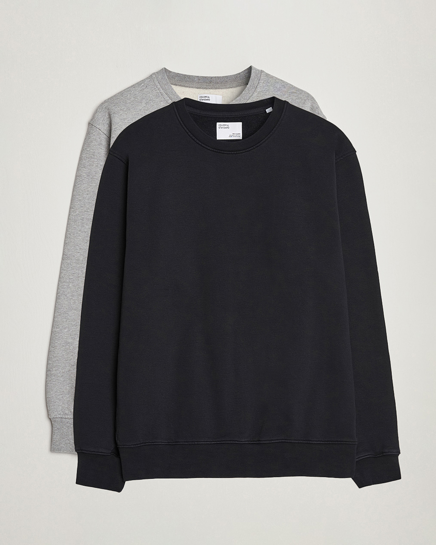Heren | Truien | Colorful Standard | 2-Pack Classic Organic Crew Neck Sweat Heather Grey/Deep Black