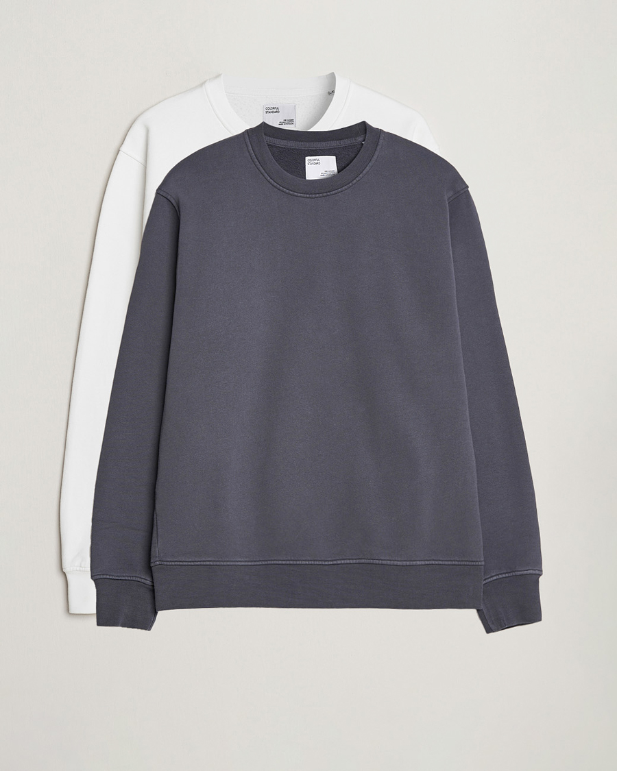 Homme | Pulls Et Tricots | Colorful Standard | 2-Pack Classic Organic Crew Neck Sweat Lava Grey/Optical White