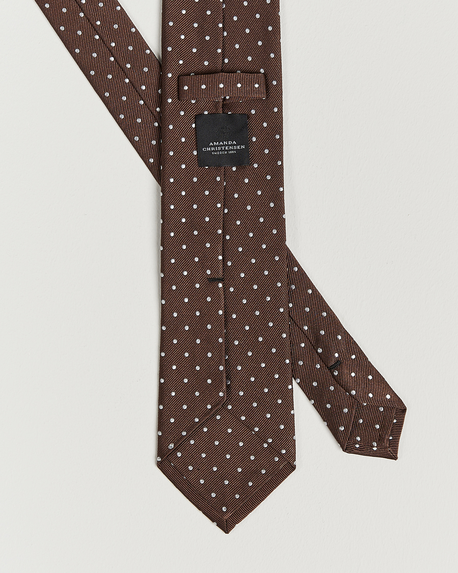 Heren | Stropdassen | Amanda Christensen | Set Tie & Pocket Square Brown/White