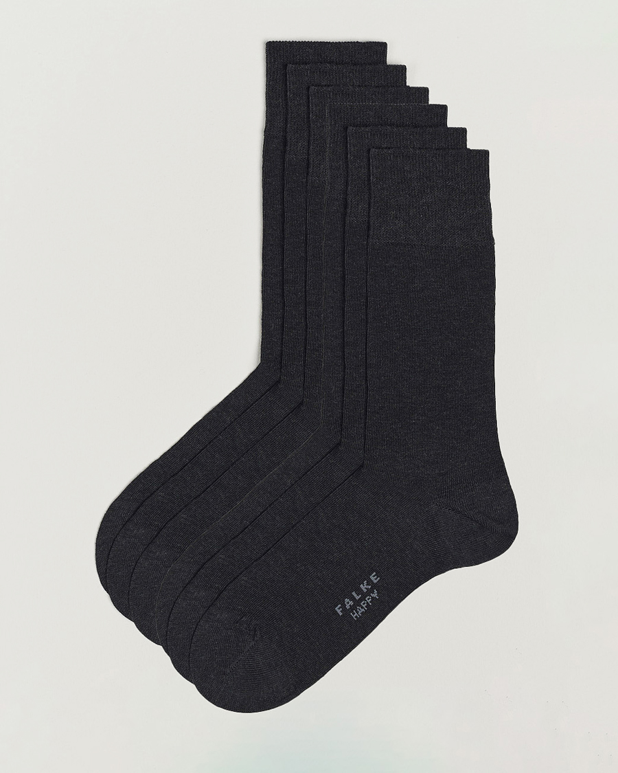 Heren | Ondergoed | Falke | 6-pack Happy Cotton Socks Anthracite Melange