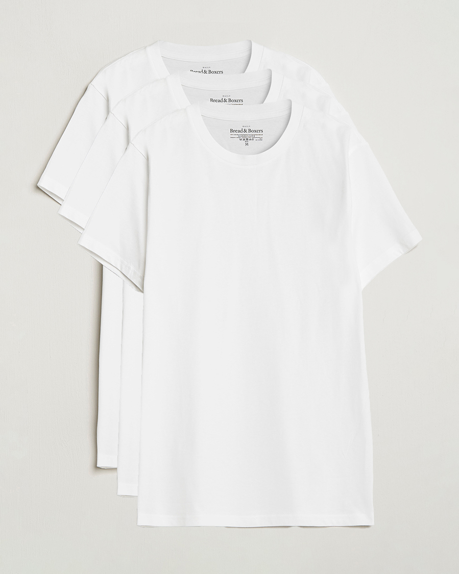 Heren | T-shirts | Bread & Boxers | 3-pack Crew Neck Regular T-Shirt White
