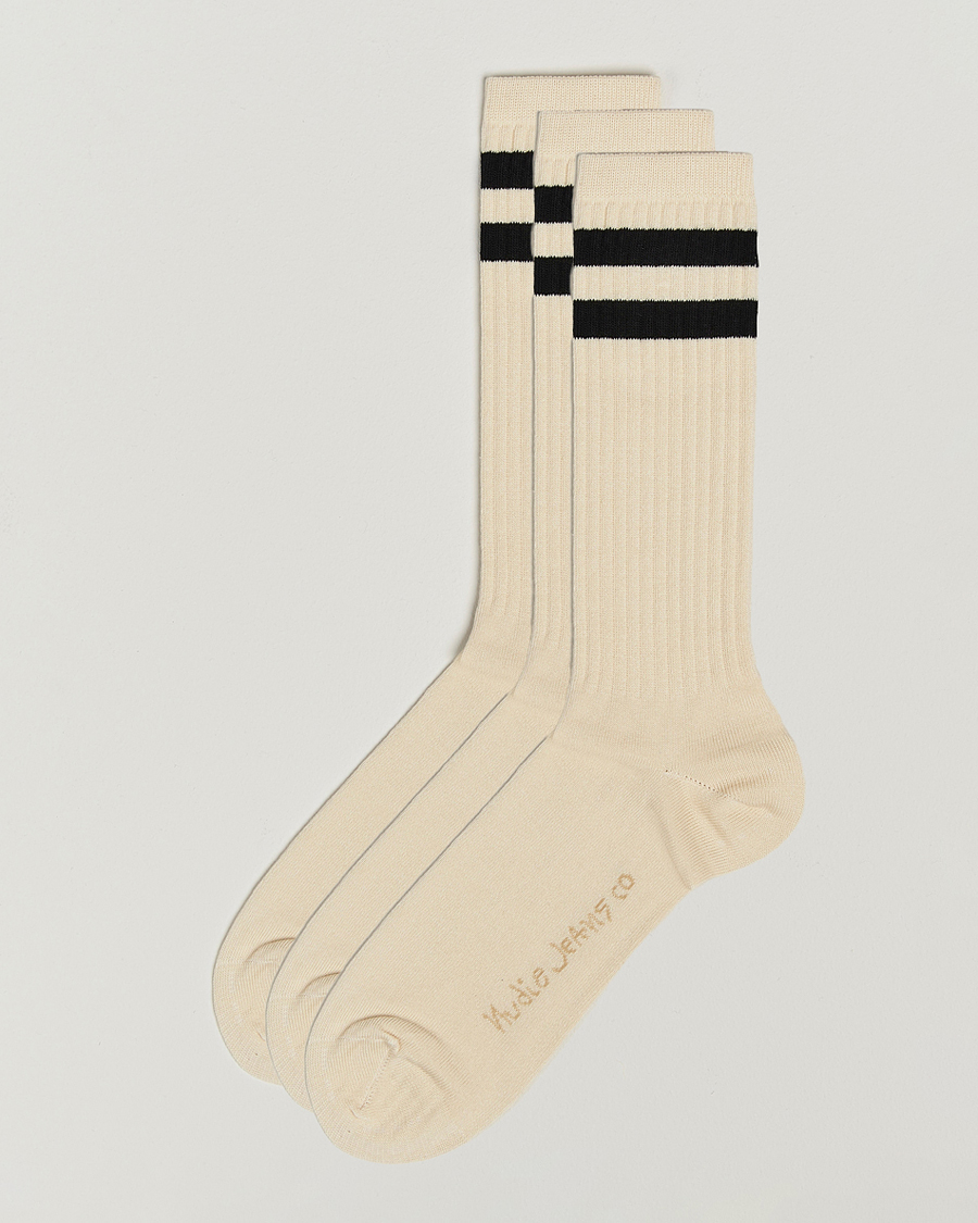 Homme | Sous-Vêtements Et Chaussettes | Nudie Jeans | 3-pack Amundsson Tennis Socks Off White/Black