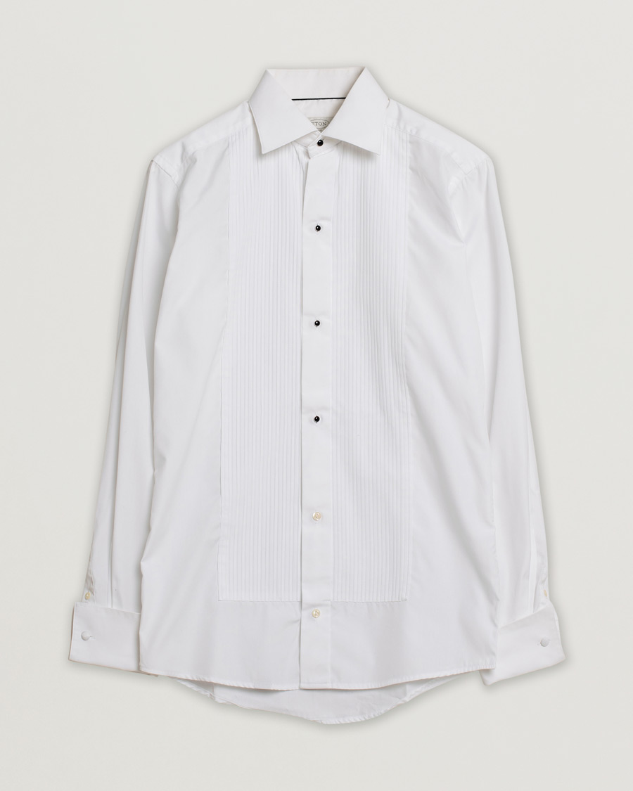 Heren | Eton Slim Fit Tuxedo Shirt Black Ribbon White | Pre-owned | Eton Slim Fit Tuxedo Shirt Black Ribbon White
