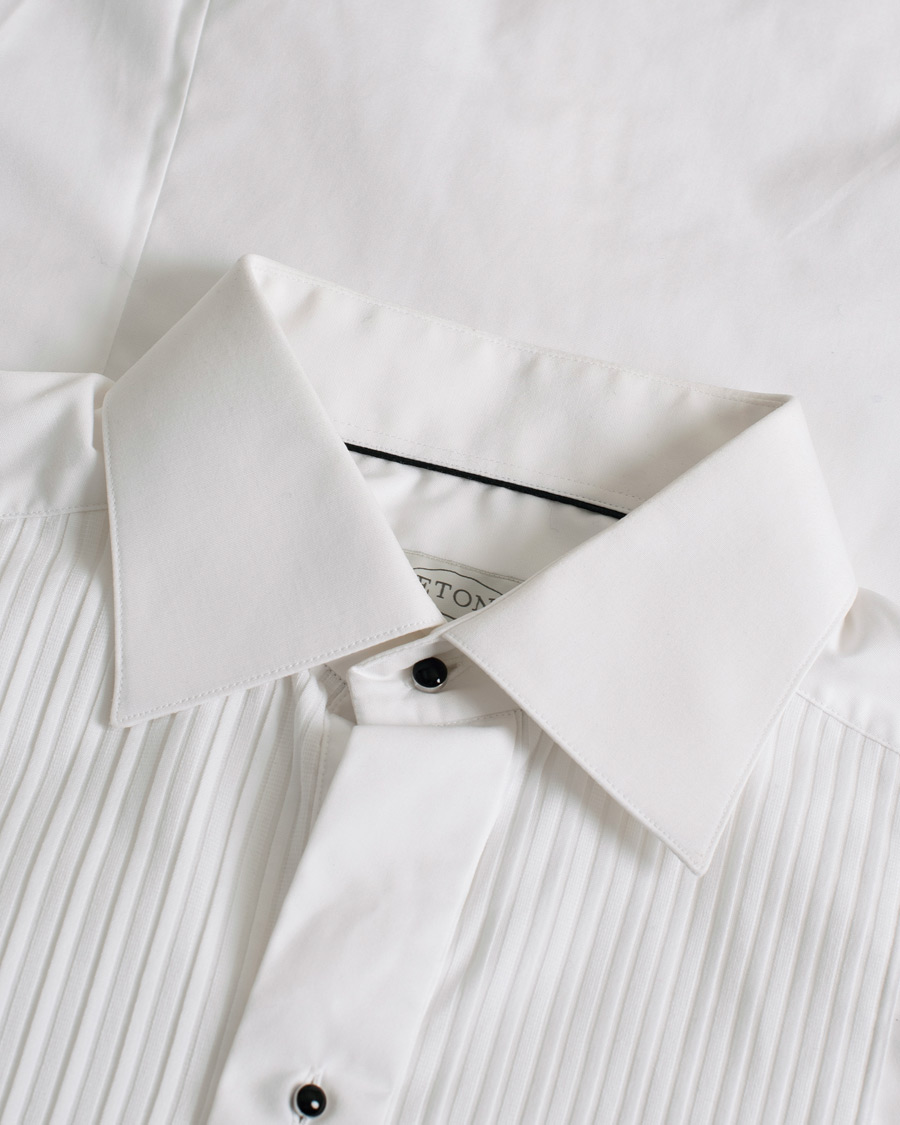 Heren | Eton Slim Fit Tuxedo Shirt Black Ribbon White | Pre-owned | Eton Slim Fit Tuxedo Shirt Black Ribbon White