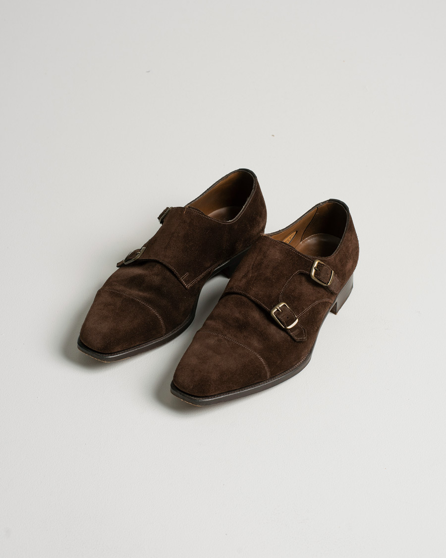 Homme | Edward Green Westminster Double Monk Mink Suede | Pre-owned | Edward Green Westminster Double Monk Mink Suede