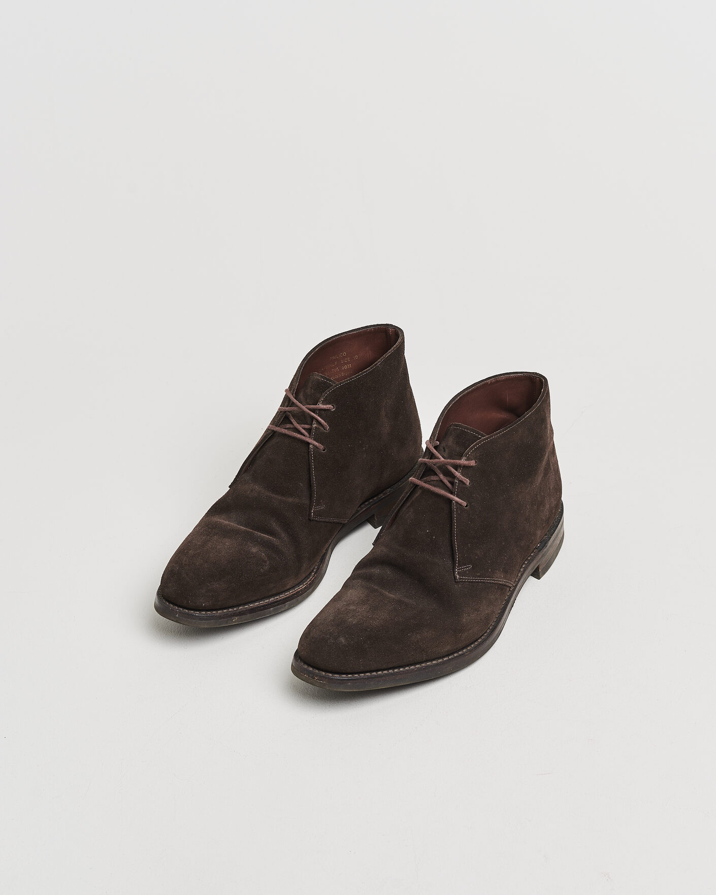 Heren | Pre-owned Goodyear genaaide schoenen | Pre-owned | Loake 1880 Pimlico Chukka Boot Dark Brown Suede UK10 - EU44