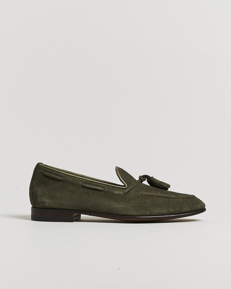 Heren | Pre-owned Goodyear genaaide schoenen | Pre-owned | Carmina Unlined Tassel Loafers Grey Suede UK6 - EU39