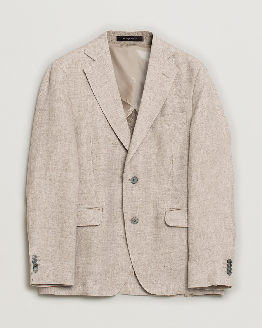 Homme | Oscar Jacobson Egel Linen Blazer Beige | Pre-owned | Oscar Jacobson Egel Linen Blazer Beige