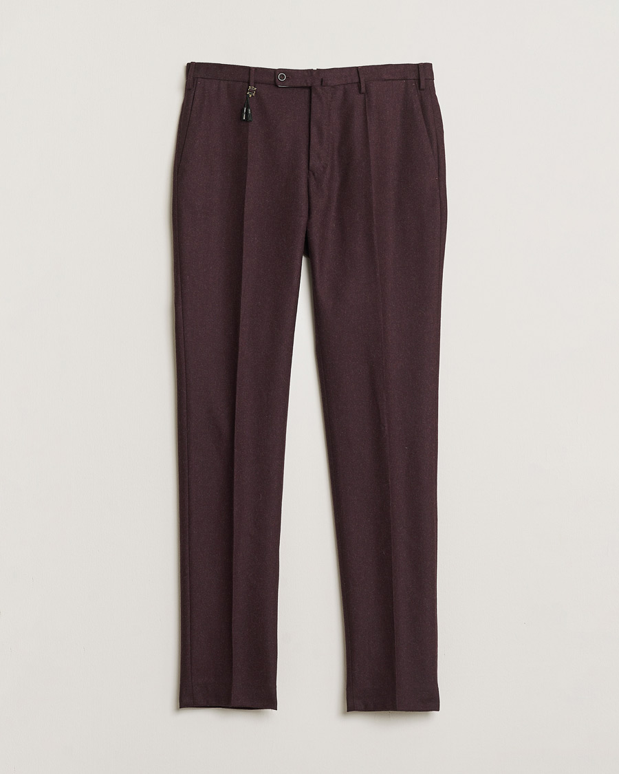Heren | Pre-owned Broeken | Pre-owned | Incotex Slim Fit Super 100's Wool Flannel Trousers Burgundy 48