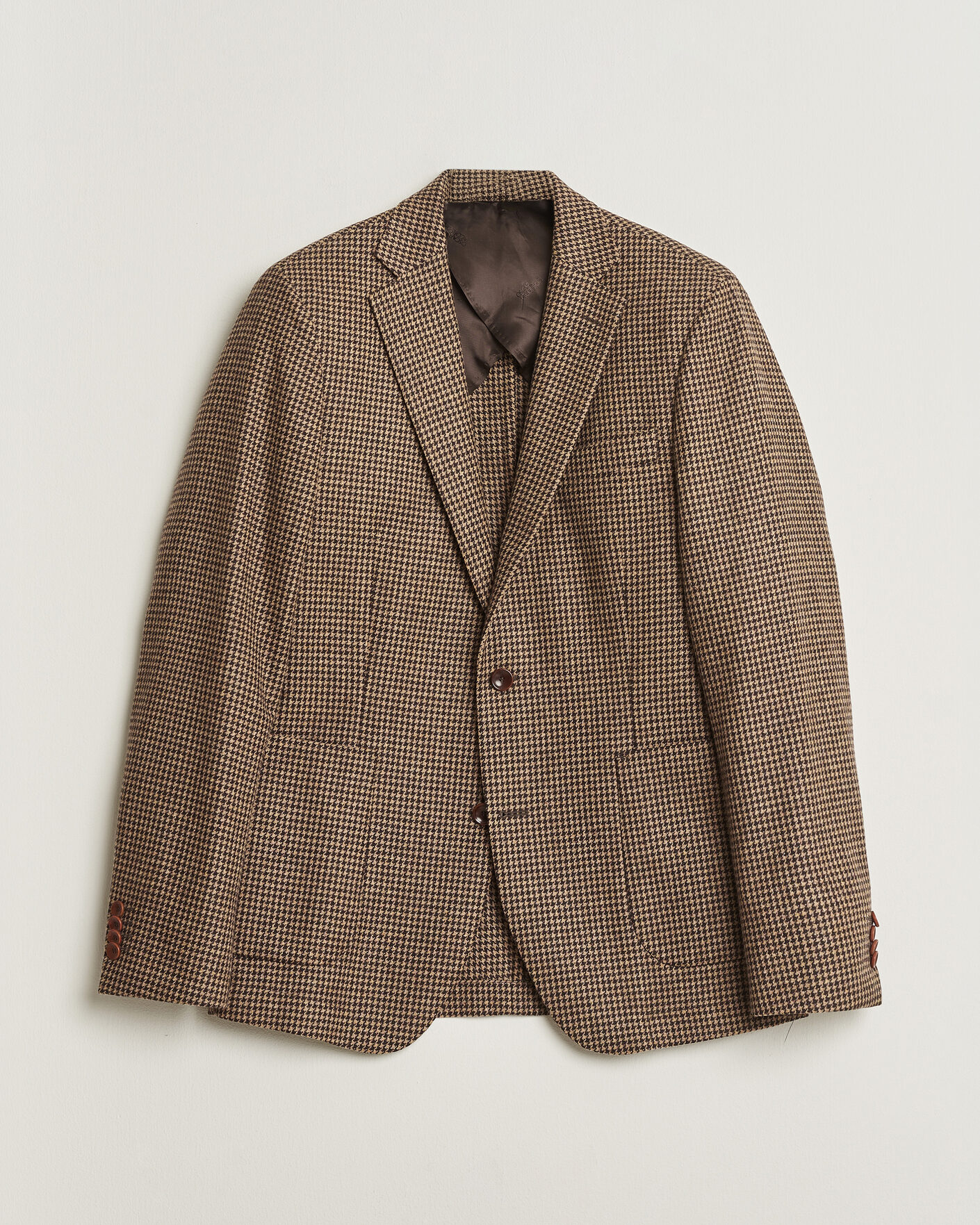 Homme | Pre-owned Blazers | Pre-owned | Oscar Jacobson Einar Houndstooth Wool Blazer Brown 50