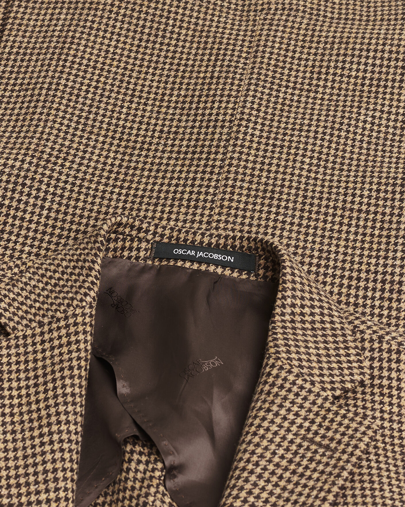 Homme | Pre-owned Blazers | Pre-owned | Oscar Jacobson Einar Houndstooth Wool Blazer Brown 50