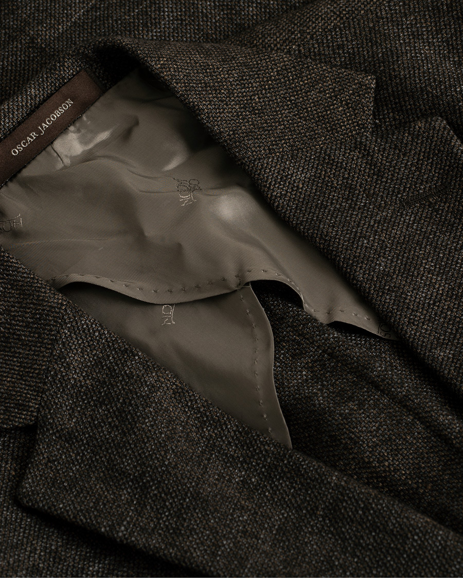 Heren | Blazers | Pre-owned | Oscar Jacobson Einar Linen/Wool Patch Pocket Blazer Brown 52