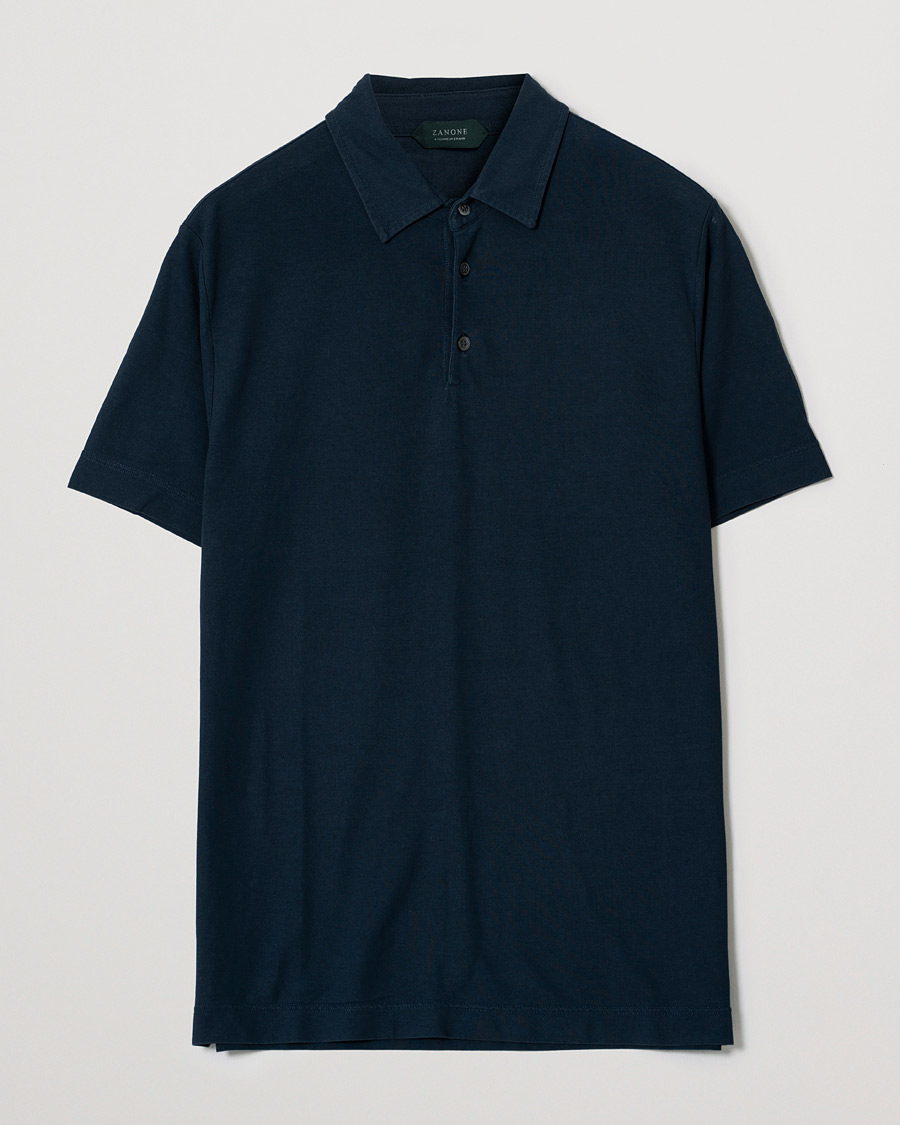Heren | Zanone Ice Cotton Short Sleeve Polo Dark Blue 52 | Pre-owned | Zanone Ice Cotton Short Sleeve Polo Dark Blue 52