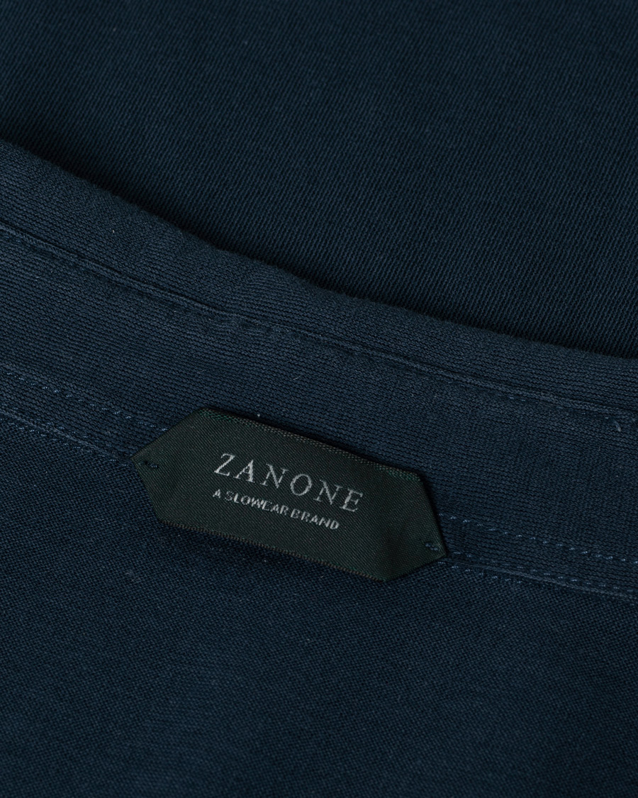 Heren | Zanone Ice Cotton Short Sleeve Polo Dark Blue 52 | Pre-owned | Zanone Ice Cotton Short Sleeve Polo Dark Blue 52