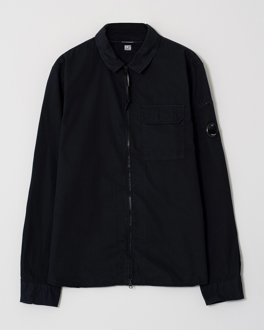 Homme | C.P. Company Garment Dyed Gabardine Zip Shirt Jacket Eclipse XXL | Pre-owned | C.P. Company Garment Dyed Gabardine Zip Shirt Jacket Eclipse XXL