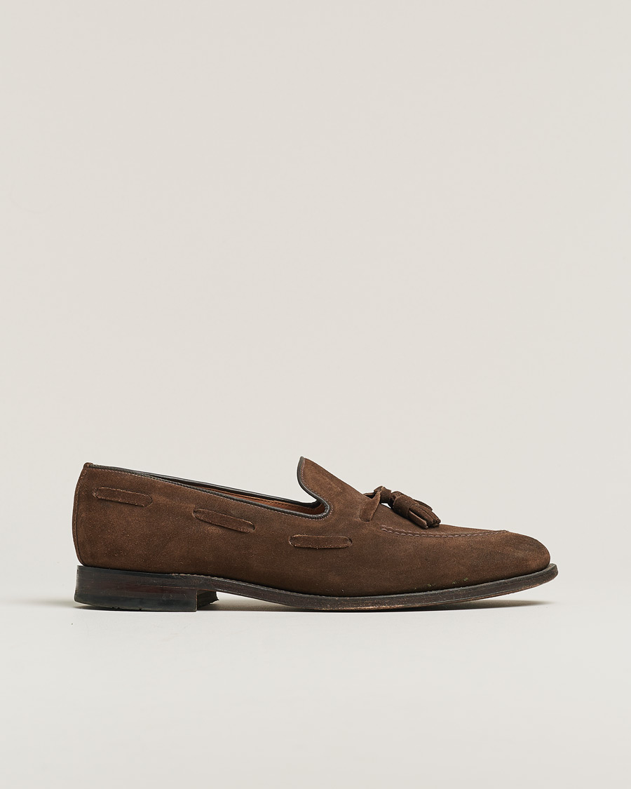 Homme | Loake 1880 Lincoln Tassel Loafer Brown Suede UK10,5 - EU44,5 | Pre-owned | Loake 1880 Lincoln Tassel Loafer Brown Suede UK10,5 - EU44,5