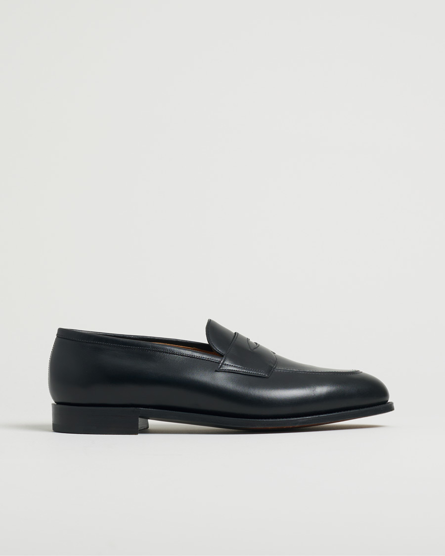 Heren | Edward Green Piccadilly Penny Loafer Black Calf | Pre-owned | Edward Green Piccadilly Penny Loafer Black Calf