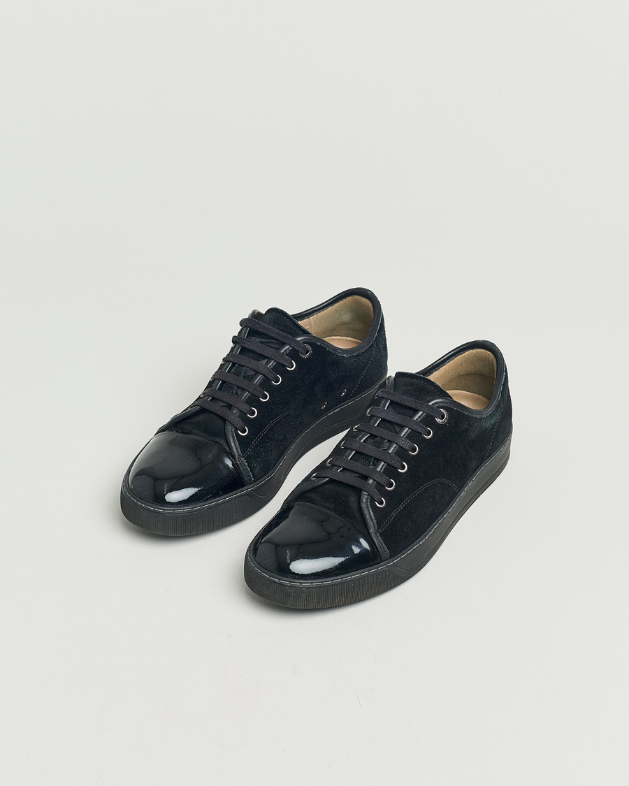 Homme | Lanvin Patent Cap Toe Sneaker Black/Black | Pre-owned | Lanvin Patent Cap Toe Sneaker Black/Black