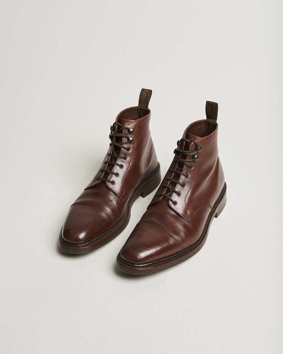 Homme | Loake 1880 Roehampton Boot Dk Brown Burnished Calf | Pre-owned | Loake 1880 Roehampton Boot Dk Brown Burnished Calf