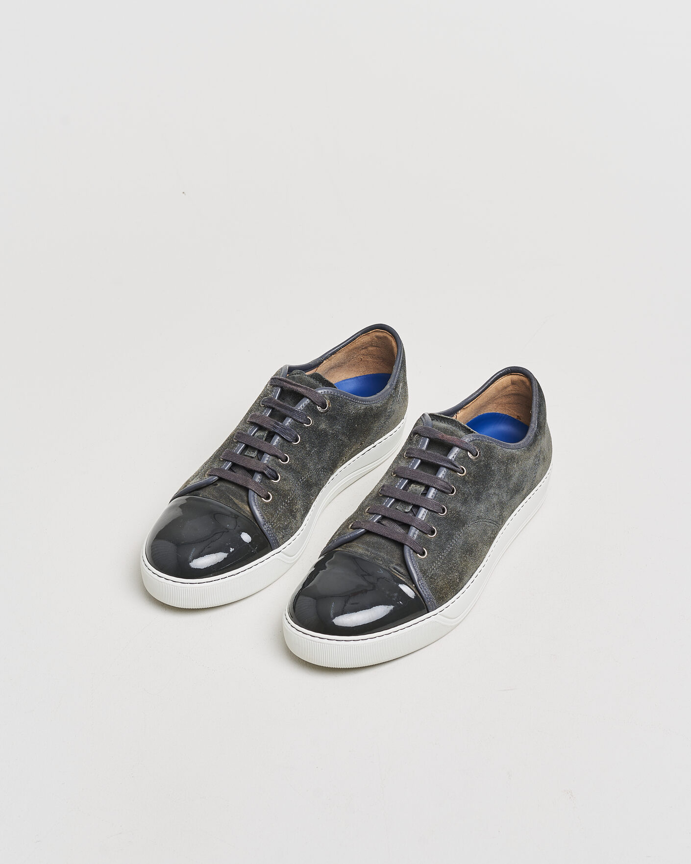 Homme | Pre-owned Chaussures | Pre-owned | Lanvin DBB1 Patent Cap Toe Sneaker Dark Grey UK10 - EU44